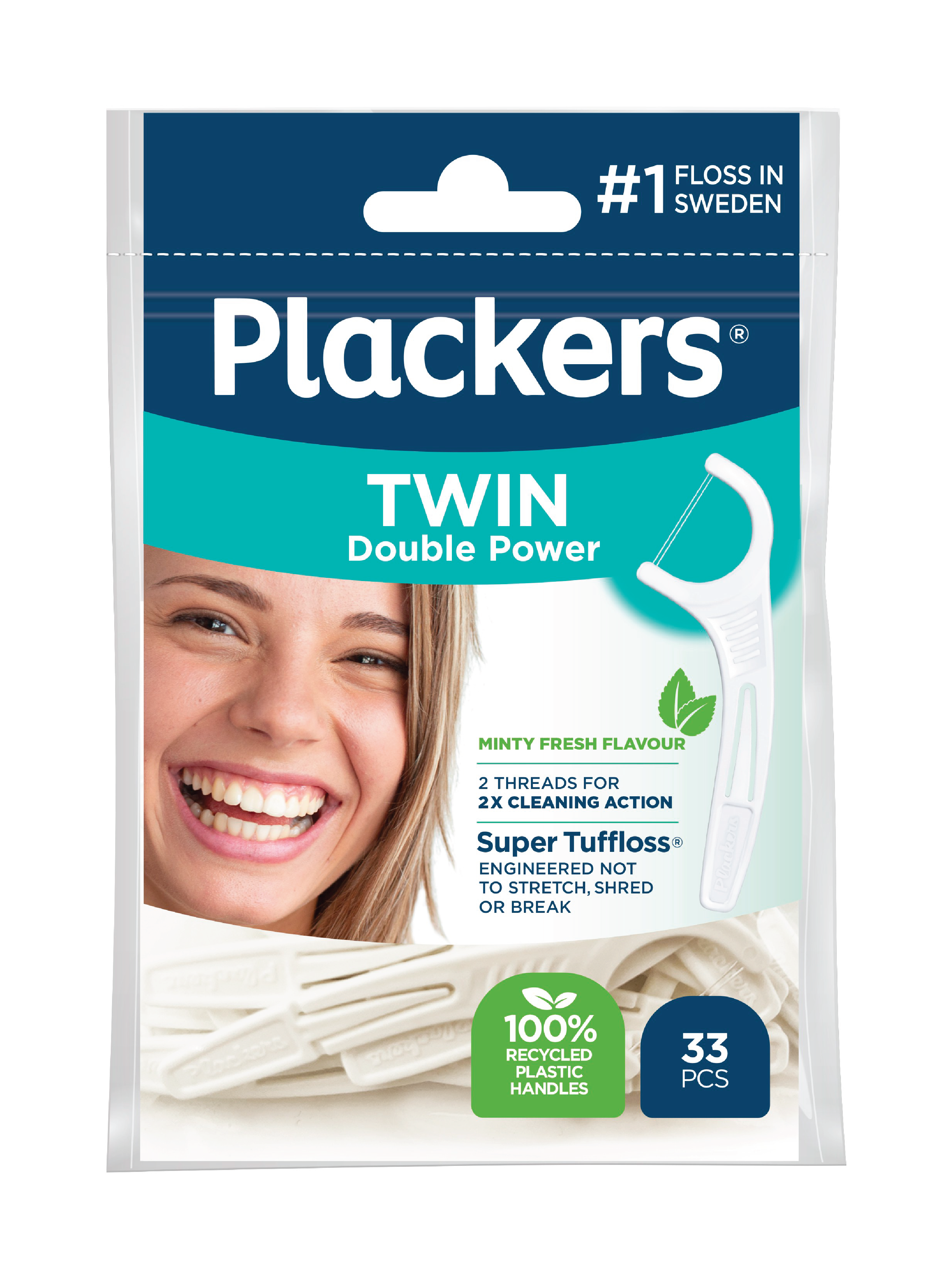 Plackers Twin Tanntrådbøyle, 33 stk.