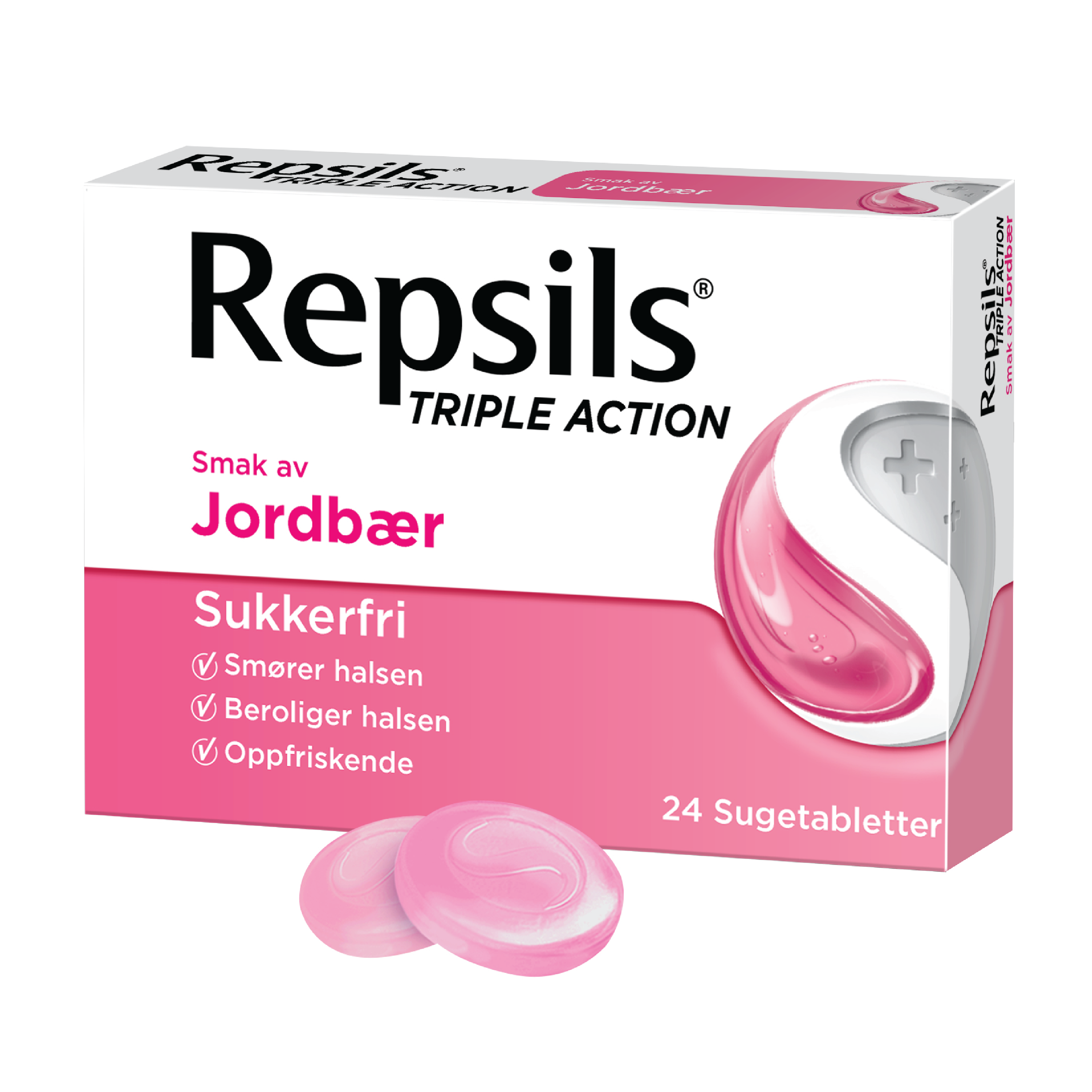 Repsils Triple Action Jordbær, 24 stk