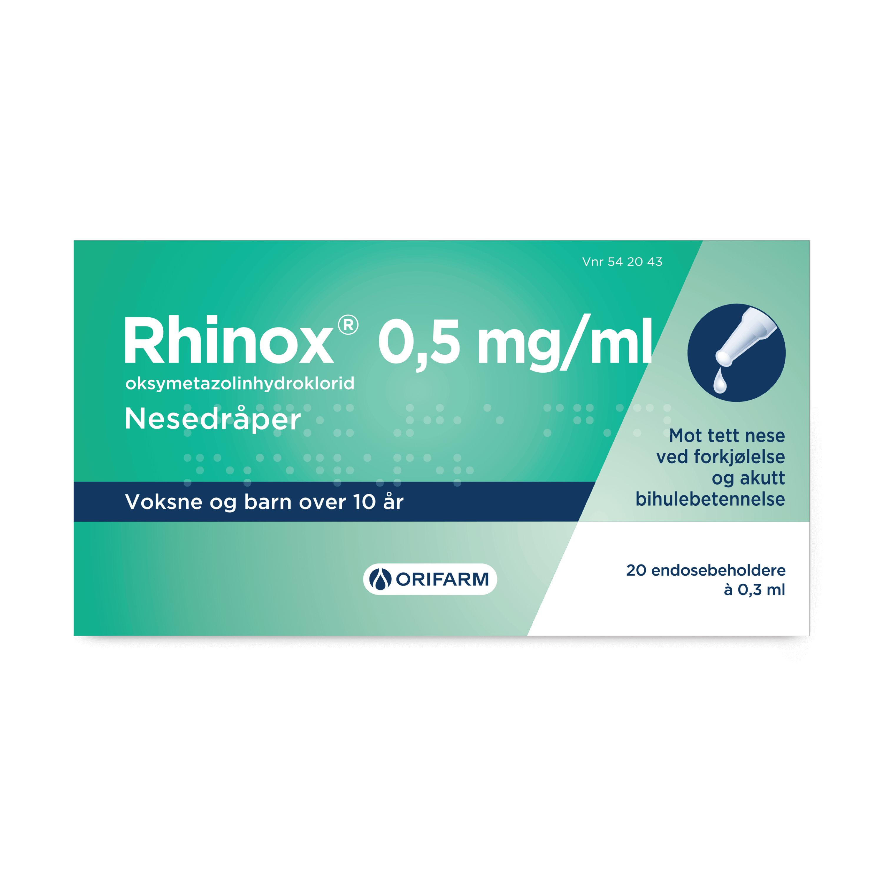 Rhinox Nesedråper 0,5mg/ml, 20 x 0.3 ml