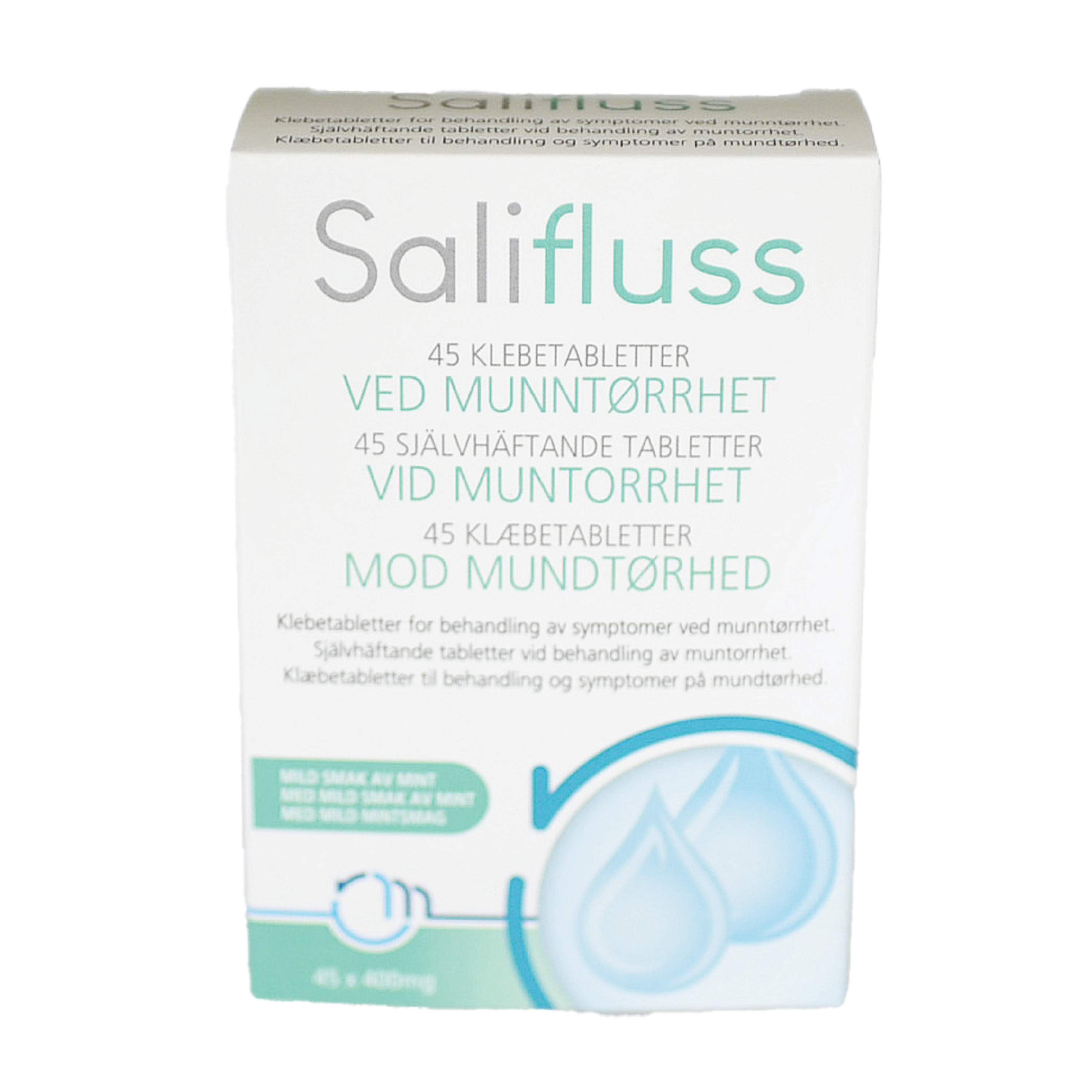 Salifluss Klebetabletter ved munntørrhet, Mint, 45 stk.