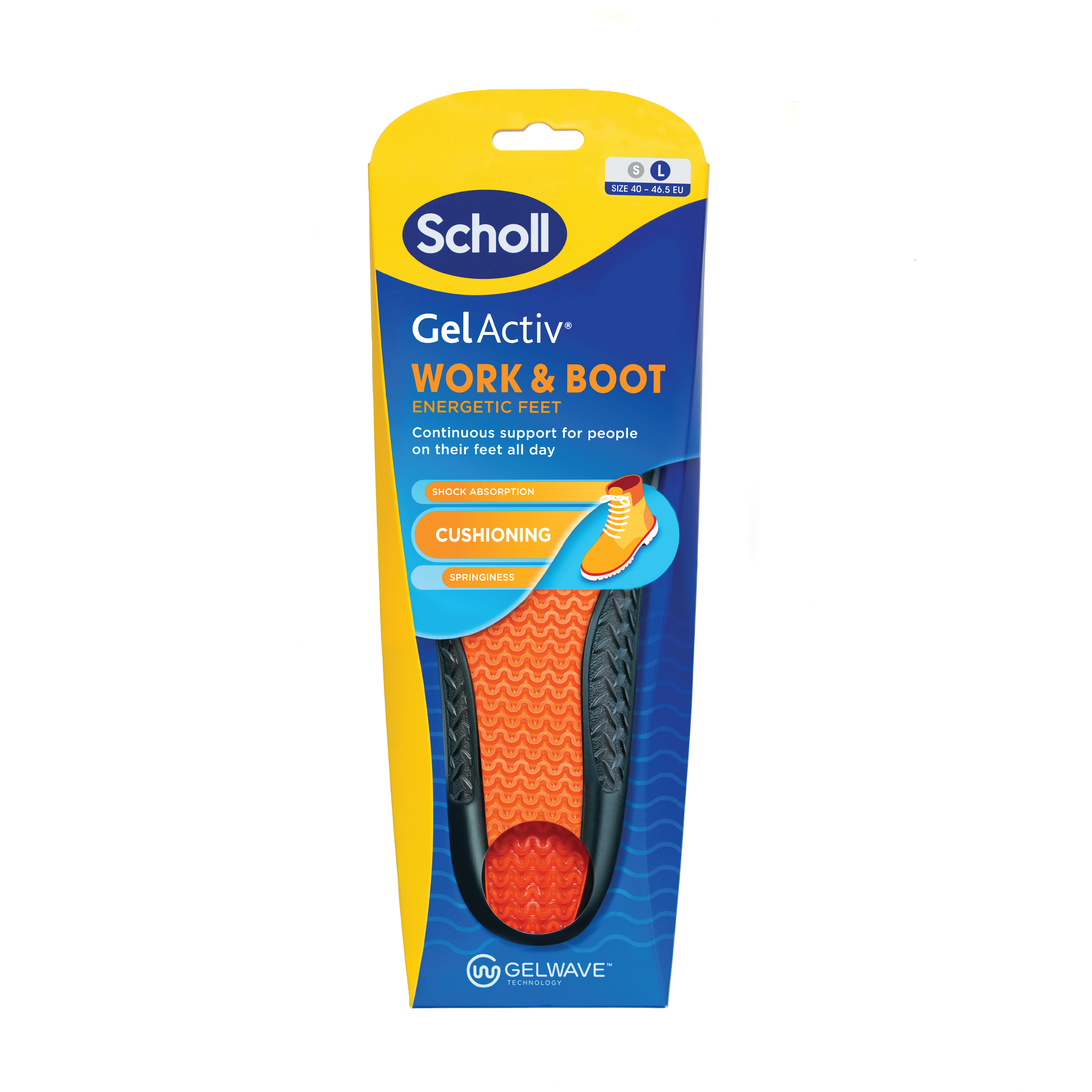 Scholl Gel Activ Work & Boot Innleggssåle, Str. 40-46,5, 1 par