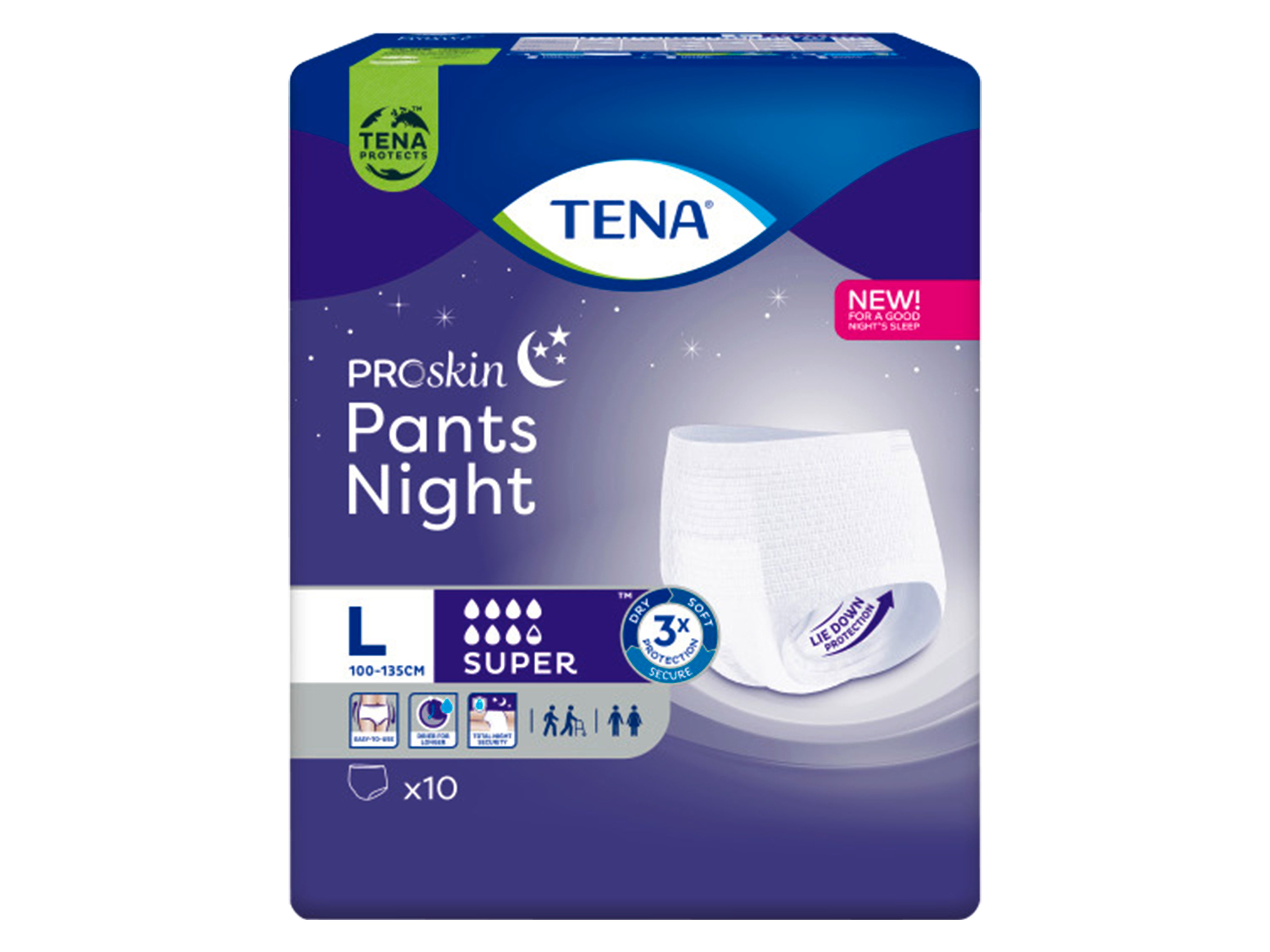 Tena Pants Super Night, Large, 10 stk