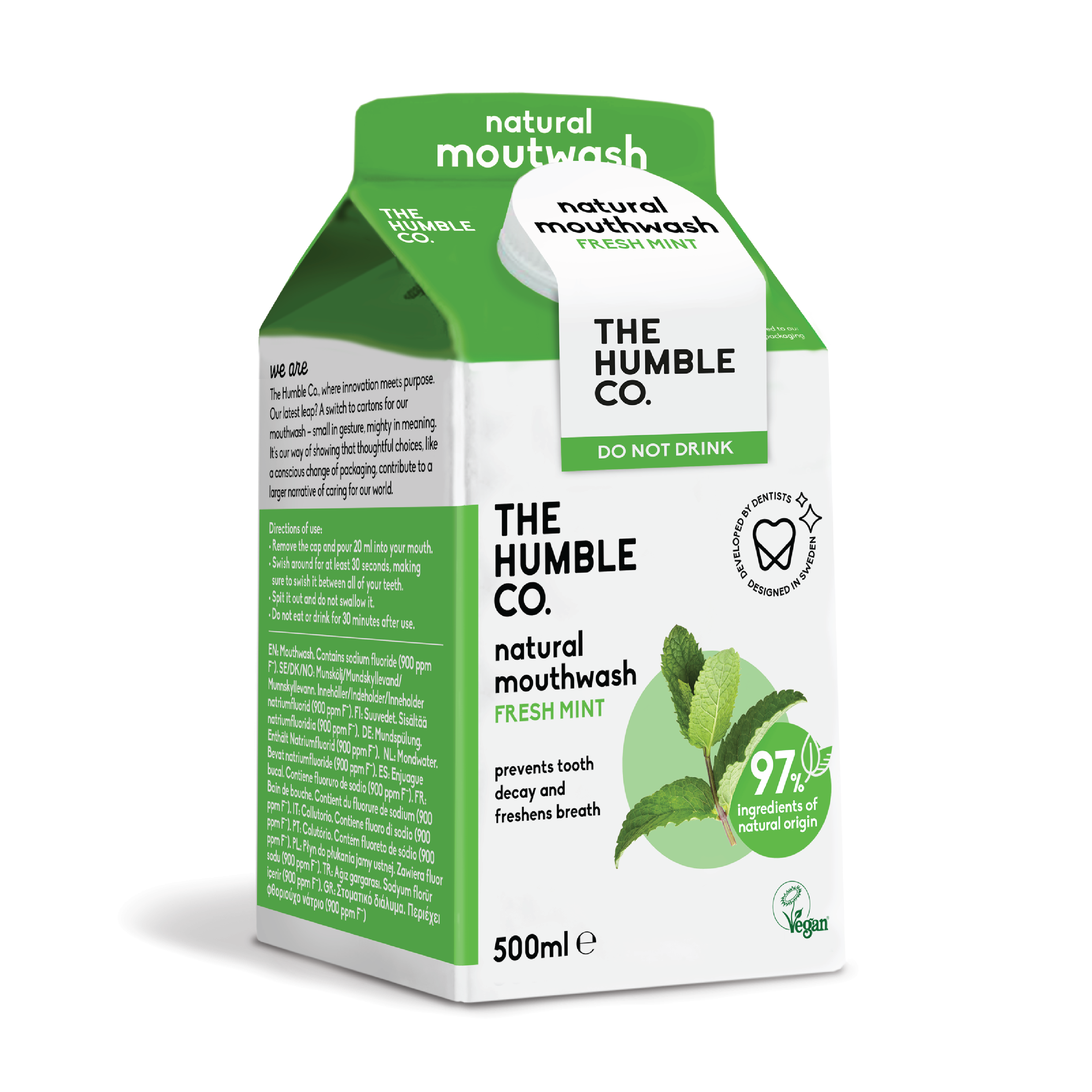 The Humble Co. Natural Mouthwash Fresh Mint, 500 ml