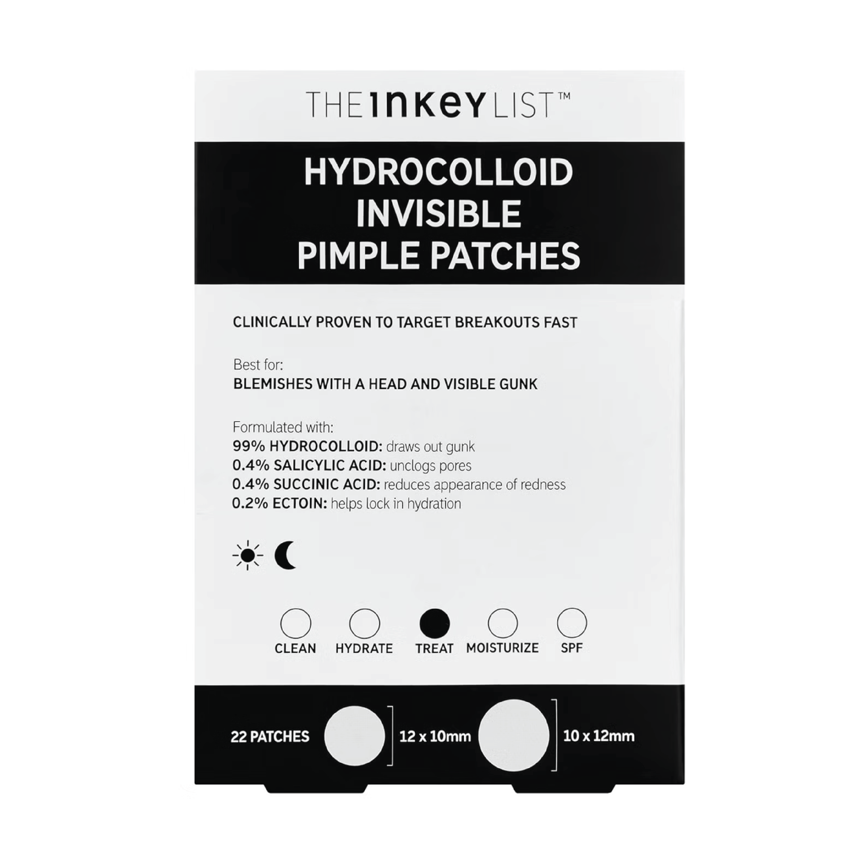 The Inkey List Hydrocolloid Invisible Pimple Patches, 22 stk.