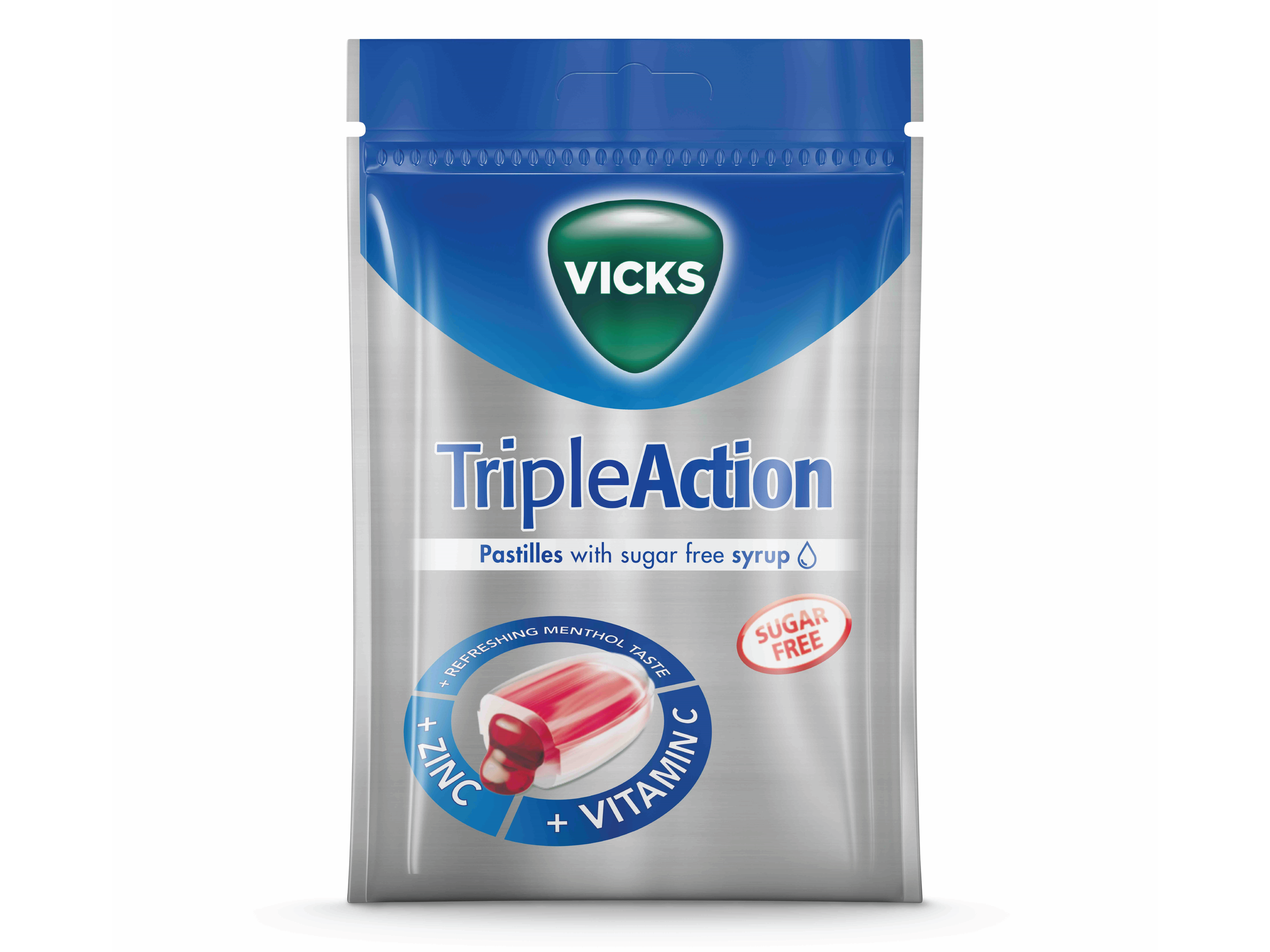 Vicks Triple Action Halstabletter, 72 g