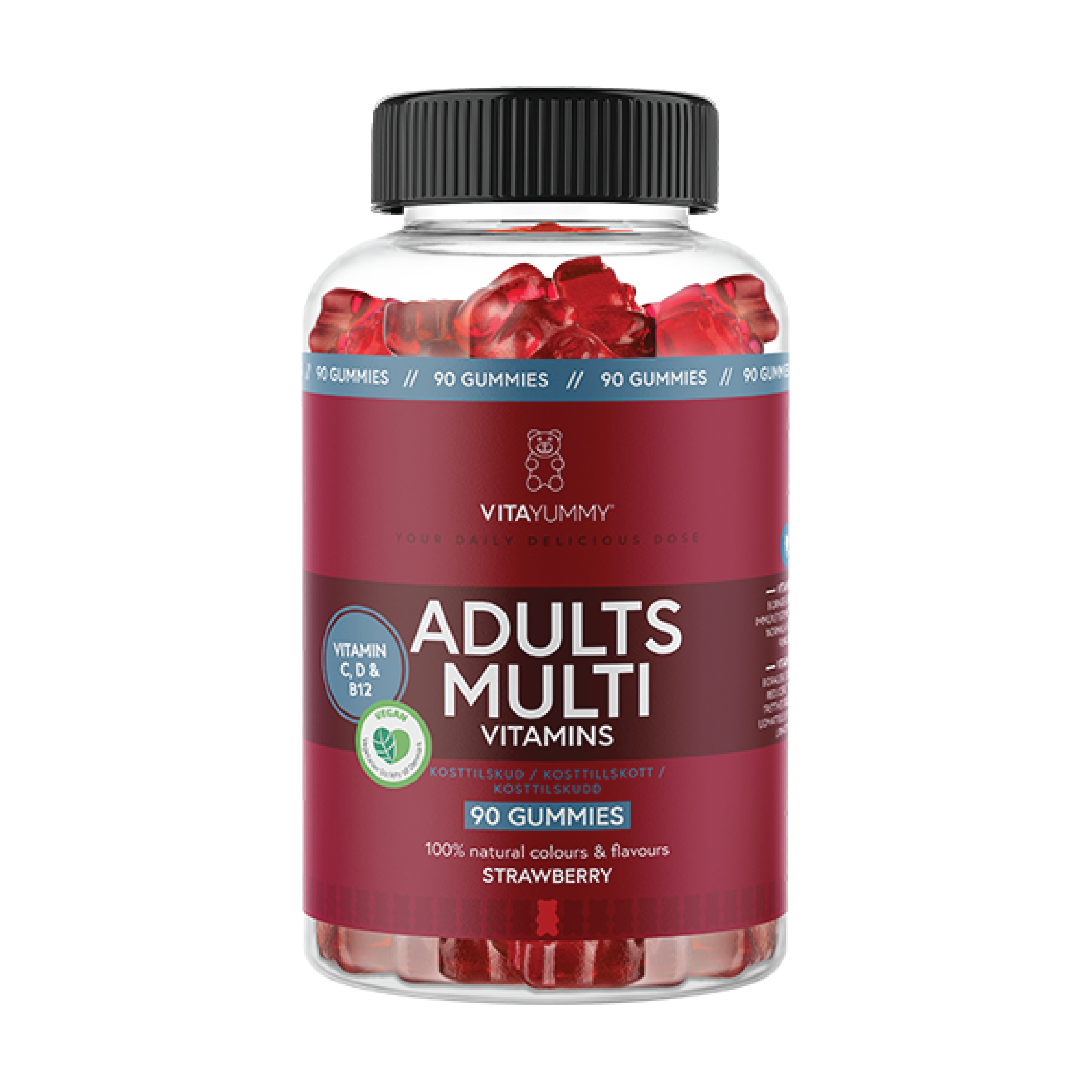 VitaYummy Adults Multi Vitamins, Jordbær, 90 stk.