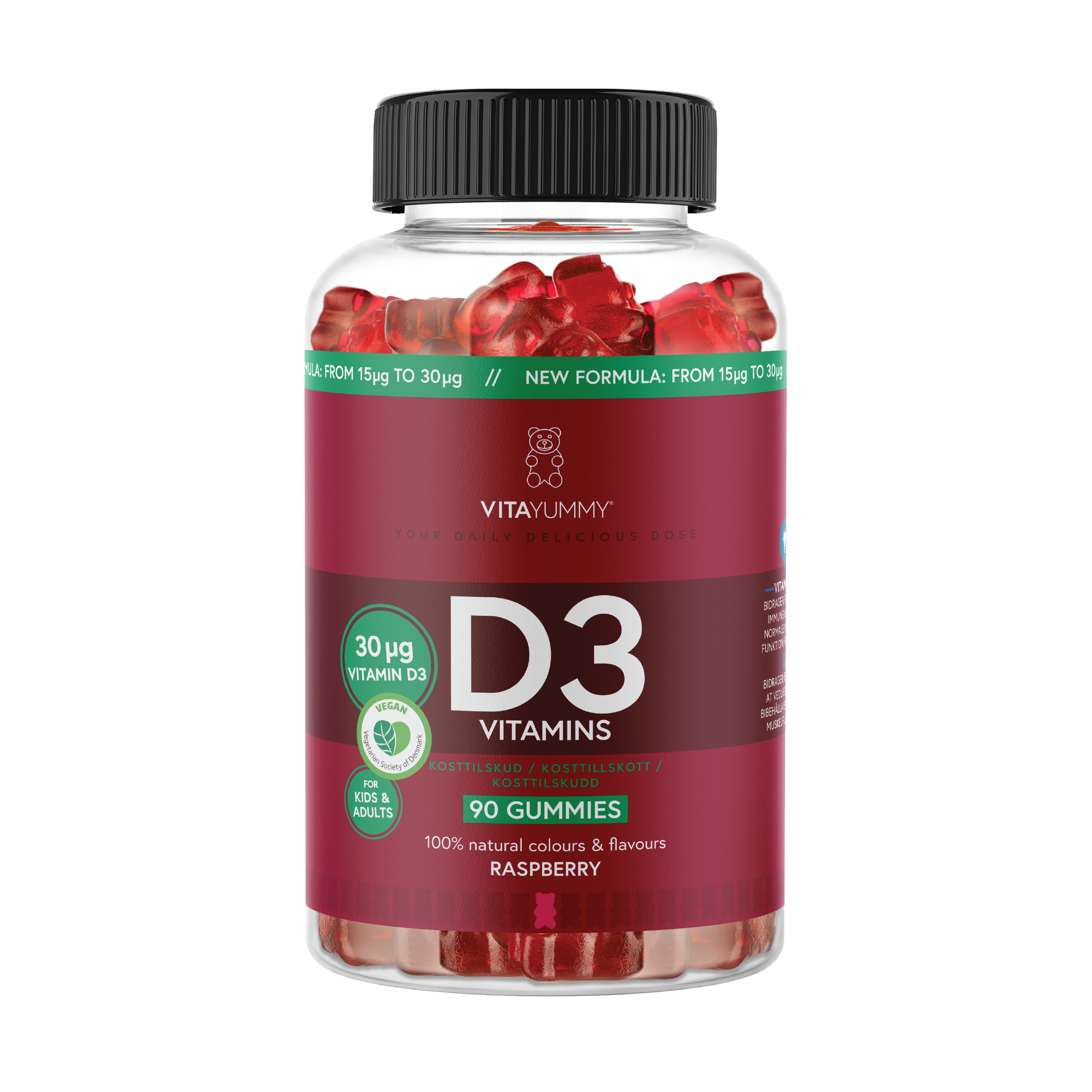 VitaYummy D3 Vitamins, Bringebær, 90 stk.